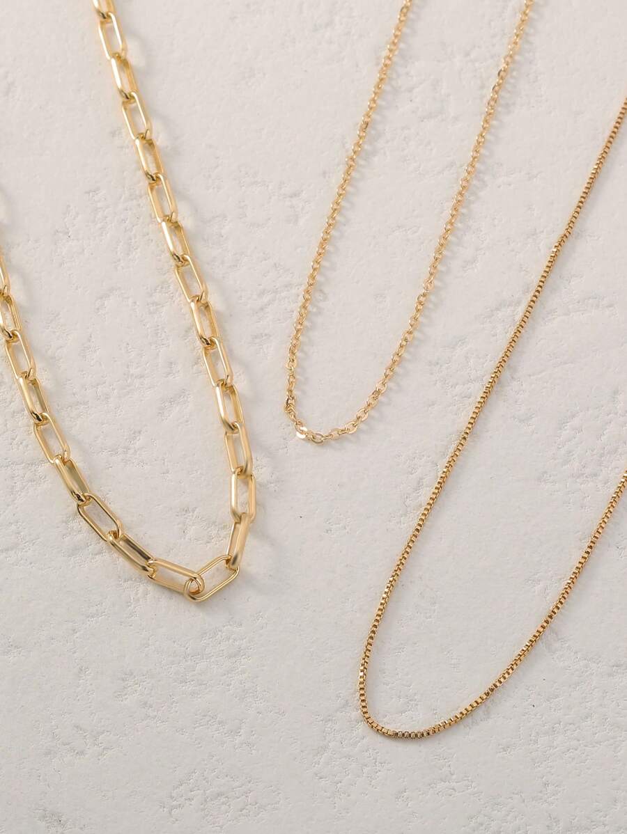 3pcs/Set Fashionable Simple MultiLayered Link Chain Necklace, Niche Premium Neck Chain For