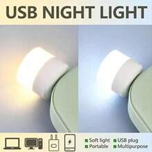 6/10pcs Mini USB Warm White Light Bedside Lamp, Eye-Caring Reading Light, USB Plug For Computer & Phone Charging, LED Night Light - White - View 3