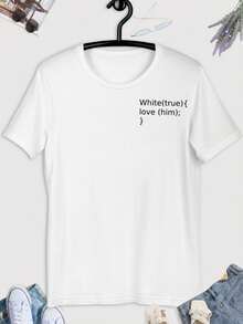 Playeras para parejas. Playeras couple outfit, DOS piezas, Duo, codigo programacion amor  dibujo amor, novios, hermanos, amistad, aniversario - Blanco - Ver 3