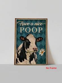 11.8*17.7英寸/15.7*23.6英寸牛大便快樂有趣藝術繪畫畫布，廁所裝飾無框畫，牆上海報，家居裝飾 - 彩色 - 查看 9