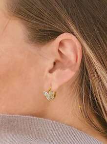 1對兒童漂亮立體方形氧化鋯蝴蝶耳環，適用於女孩日常裝飾派對飾品、生日禮物 - 1# - 查看 4