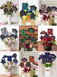 5pcs/Set Rose Gold 2024 Graduation Season DIY Hand Holding Flower Vase Plugin, Graduation Party Room Table Decorations - Rose Gold - View 1