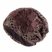 女士镂空蕾丝仿旧大花结头巾帽，透气时尚，适合女士日常生活和旅行。冬季秋季情人节