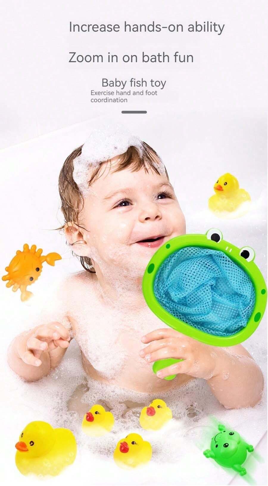 Children Bath Toy Set, Baby Catching Fishing Net Bathing Water Play ...