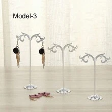 Modern Jewelry Organizer, 3 Pcs Black Metal Tabletop Earring And Necklace Jewelry Storage Display Rack - Black - View 6