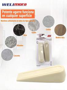 2 Pcs Interior And Exterior Door Stops Cream Color Plastic Wedge - Prevents Slamming Doors, Scratches, Scrapes, Marks On Furniture And Walls - Prevents Bruised Fingers - 灰色 - 查看 1