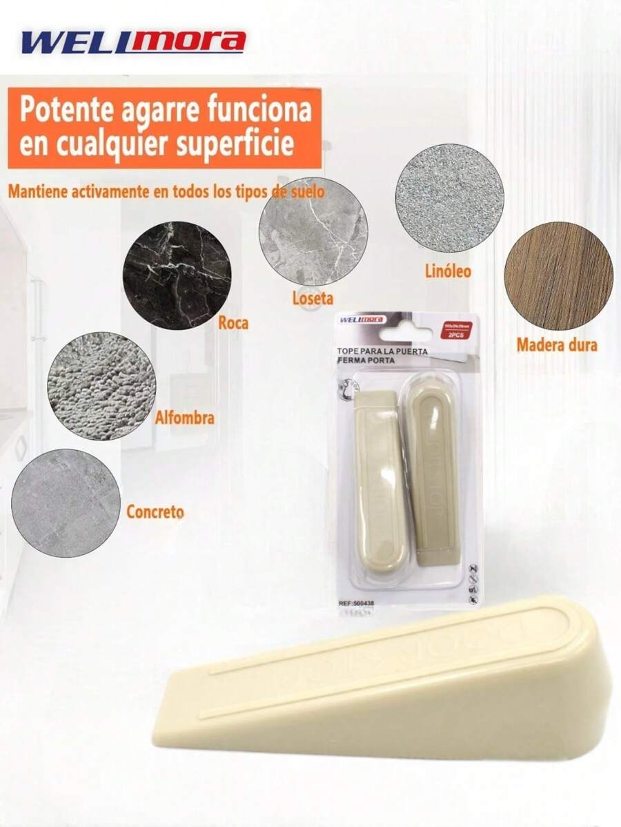 2 Pcs Interior And Exterior Door Stops Cream Color Plastic Wedge - Prevents Slamming Doors, Scratches, Scrapes, Marks On Furniture And Walls - Prevents Bruised Fingers - 灰色 - 查看 1