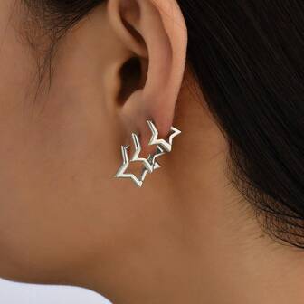 6入組簡單銅質星星耳釘套裝，適合度假、約會、日常穿著和送禮