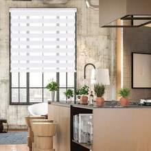 LUCKUP Cordless Zebra Blinds Roller Shades For Window Day And Night Blind Dual Layer Light Filtering Shade Light Control Room Darkening Horizontal Window Treatment, Black, White - 白色 - 查看 7
