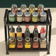 1pc Countertop Storage Rack, 2-Tier Kitchen Counter Shelf, Desktop Organizer Shelf For Kitchen,Metal Kitchen Table Organizer , Black - Black - View 4