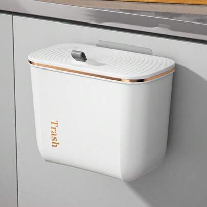 LIVINGANDHOME Living And Home 1 Piece Plastic Hanging Trash Can With Lid,Wall-Mounted Cupboard Garbage Bin,Compost Bin Storage Organizer,Rubbish Waste Bin For Kitchen,Bedroom,Bathroom,Household Suppliers(2 Sizes)
