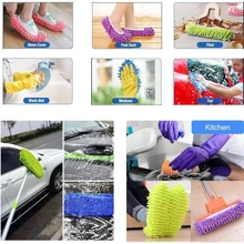 2pcs Mop Slippers Shoes Cover Dust Duster Slippers Foot Socks Hair Cleaners Sweeping Microfiber Mop Cleaning Floor House Office Bathrron Kitchen Washable Reusable,Garden Tools