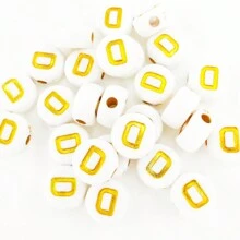 100颗圆形字母珠，亚克力字母数字珠，心形珠，用于珠宝制作DIY项链手链（7x4毫米） - 4*7mm珠子 - 查看 43