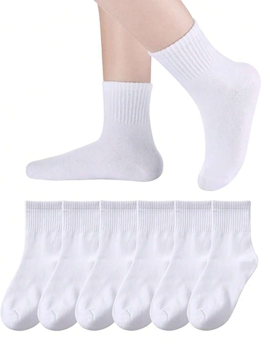 3Pairs Children Socks School Socks Kids Athletic Crew Socks Girls Boys Summers& Spring & Autumn Student Sports Socks - White - View 1