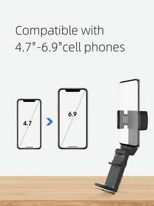 攜帶式多功能可變形自由調節垂直支架，手機掛鉤，旅行照片手機架，適用於多種尺寸手機，可存放小型方便手機架 - 黑色 - 查看 6