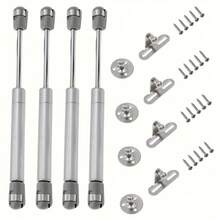 Thanh đỡ bằng khí nén, Thanh nâng bằng khí nén 10 inch, Thanh đỡ cửa tủ đồ nội thất, Thanh đỡ lò xo nâng bằng khí nén thủy lực, Giá đỡ thanh nâng cửa tủ, Bộ 4 thanh đỡ cửa tủ, 100N/22,5lb (10 inch) - Bạc - Xem 1