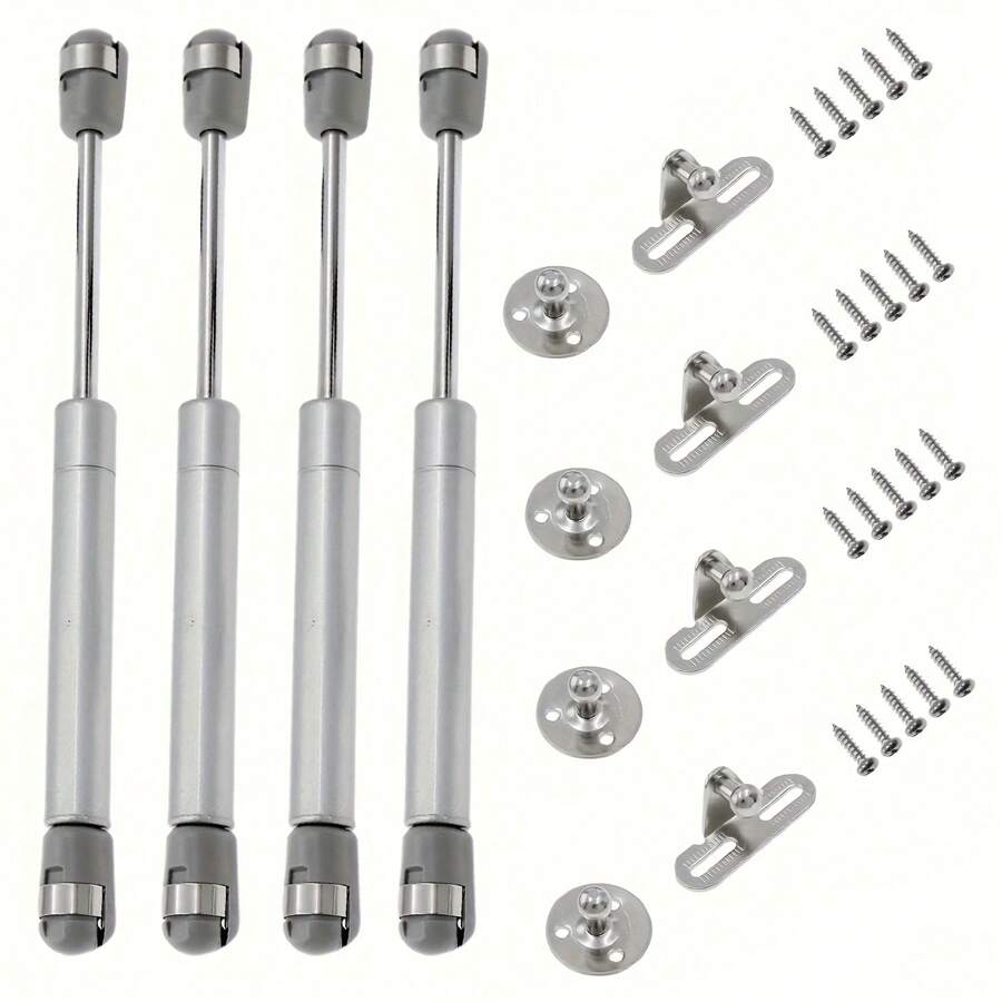 Thanh đỡ bằng khí nén, Thanh nâng bằng khí nén 10 inch, Thanh đỡ cửa tủ đồ nội thất, Thanh đỡ lò xo nâng bằng khí nén thủy lực, Giá đỡ thanh nâng cửa tủ, Bộ 4 thanh đỡ cửa tủ, 100N/22,5lb (10 inch) - Bạc - Xem 1