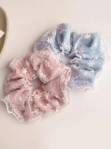 Ladies Elegant And Charming Multicolor Lace Flower Cloth Material Hair Ties With High-End Sense For Daily Wear - D-5150 - View 1