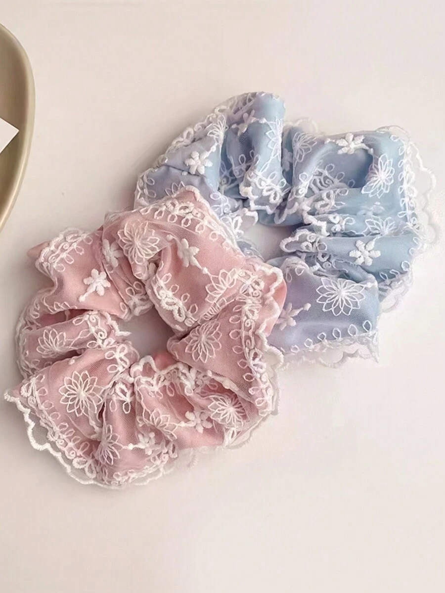 Ladies Elegant And Charming Multicolor Lace Flower Cloth Material Hair Ties With High-End Sense For Daily Wear - D-5150 - View 1