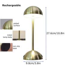 JESLED 1入組蘑菇觸摸式台燈，11英寸便攜式啞鈴調光床頭燈，金屬燈罩可充電LED辦公桌燈，適用於家庭辦公室，臥室，學習等場所 - 三色調光 - 查看 4