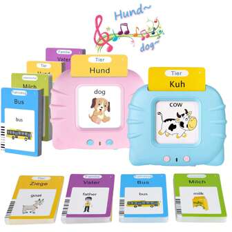 112pcs Bilingual (German & English) Talking Flashcards, 224 Words, Learning Speaking Training Toy, Interactive Learning Toy For Kids, Montessori Autism Toy, Gift For Boys & Girls (German & English)