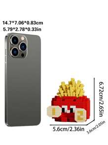 1入組漢堡薯條迷你積木玩具組，DIY卡通模擬食物模型人物公仔，適用於桌面裝飾，創意食品主題減壓組裝玩具，生日禮物，女孩禮物，情人節禮物