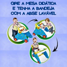 Andador Didático Com Atividades Infantil Azul Ou Rosa 3 Em 1 Múltiplás Funções Com Som Dos Animais Bandeja Com Base Lavável Para Bebê Menina Menino Brinquedo Poliplac - Azul - Visão 5