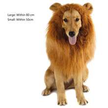 1pc Pet Lion Mane Wig With Ears, Furry Pet Costume Accessory, Funny Decor Hat For Dogs Halloween Halloween Costumes - Brown - View 7