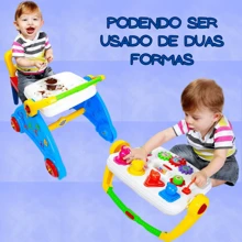 Andador Didático Com Atividades Infantil Azul Ou Rosa 3 Em 1 Múltiplás Funções Com Som Dos Animais Bandeja Com Base Lavável Para Bebê Menina Menino Brinquedo Poliplac - Azul - Visão 6
