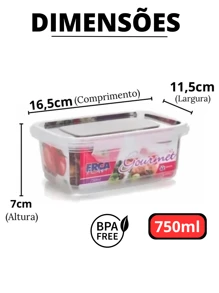 Kit 7 Lunch Boxes Fitness Pot 750ml Freezer And Microwave Plastic Pots With Large Lock REINFORCED - 無色 - 查看 3