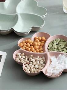 1pc Appetizer Serving Platter, Unbreakable Chip & Dip Serving Divided Plates, 4-Compartment Heart-Shaped Serving Dish Tray For Nuts, Candy, Dried Fruit, Salads, Snack,Kitchen,Christmas Gift - Pink - View 5