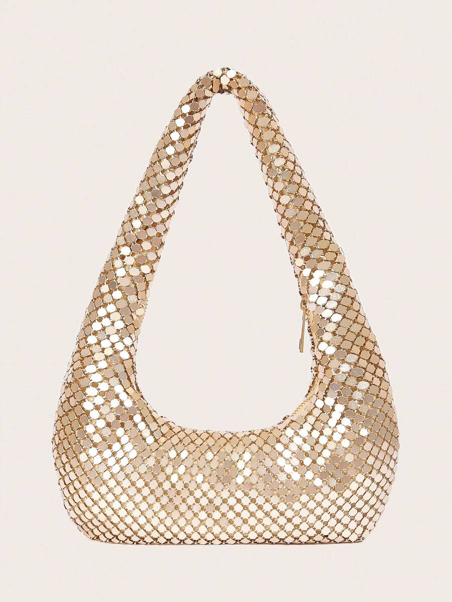 Women Fashionable Metal Backpack Underarm Bag High-End Shiny Party Nightclub Shoulder Bag Banquet Evening Dress Bag Rhinestone Aluminum Sheet Clutch Party Evening Bag, Perfectly Matching With New Years Outfit, Excellently Matching With Party Dresses For Women, Essential Wedding Items,Perfectly Matching With Graduation Dress, Prom Dresses, Perfectly Matching With Bridal Party, Best Choice Elegant Bag For Bridal Shower ,Wedding , Wedding