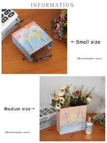 6pcs Mixed-Design Oil Painting Gift Bags, Paper Shopping Bags, Suitable For Birthday Gift Packaging
