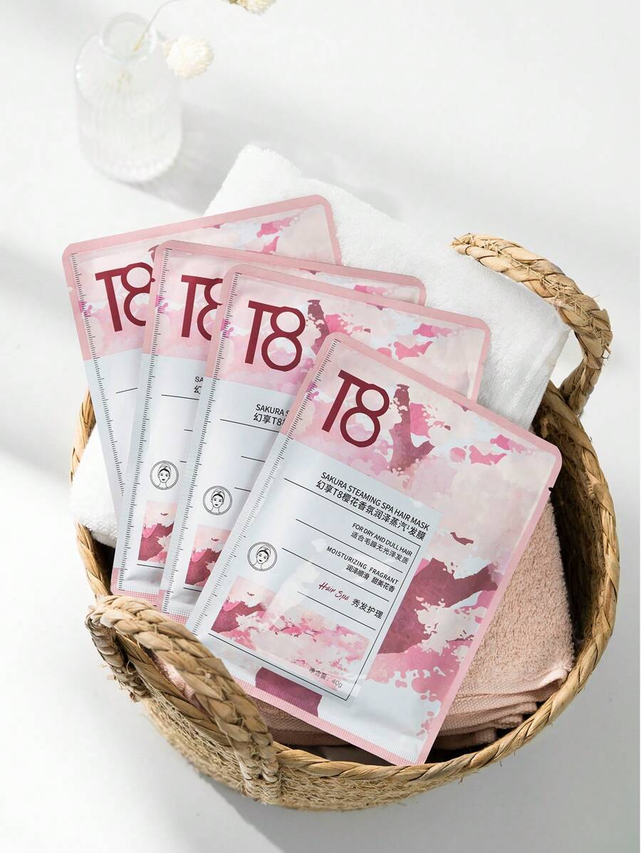 Sakura 蒸汽发膜帽，40 克，修复干燥和受损的头发，改善毛躁以及熨烫和染色造成的损伤。 - 粉色 - 查看 1