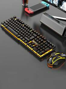 Colorful Led Backlit Gaming Keyboard & Mouse Set With Mechanical Feel, For Desktop, Laptop And Pc