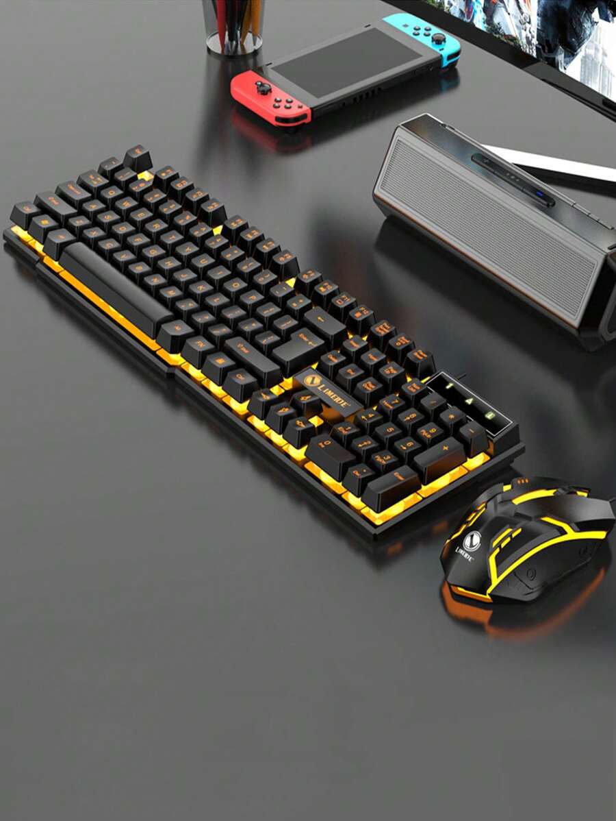 Colorful Led Backlit Gaming Keyboard & Mouse Set With Mechanical Feel, For Desktop, Laptop And Pc
