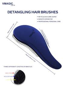 VMAGIC care Bàn chải tóc mượt mà - Dễ dàng gỡ rối tóc - Lược/bàn chải tốt nhất cho nam và nữ - Thích hợp cho tóc khô hoặc ướt (Xanh nhung) - Màu xanh hải quân - Xem 4