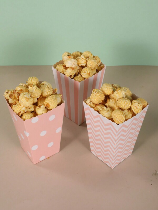 12pcs Ripple Popcorn Boxes, Disposable Party Supplies Packaging, Popcorn Boxes For Holiday, Birthday Parties Back To School Valentine Day