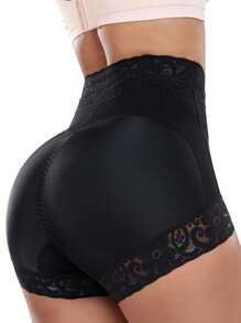 女性束腰收腹塑身高腰臀部加強提臀控制內褲短褲 - 黑色 - 查看 2