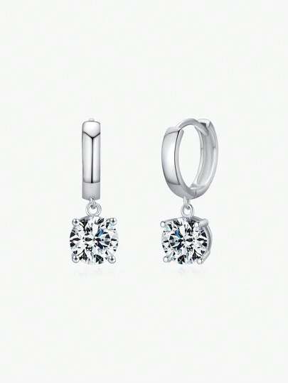 MODIAN Bông tai bạc 925 đính đá Moissanite màu D 1.0ct/0.5ct, kim cương nhân tạo, món quà trang sức tinh tế dành cho phụ nữ trong đám cưới.