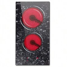 Glass Ceramic Hob 2 Zones, Hobsir Built-In Hob 30cm, 3200W, Touch Control, Double Zone, 9 Heat Settings, Safety Lock, Timer, Hardwired, No Plug - Black - View 1