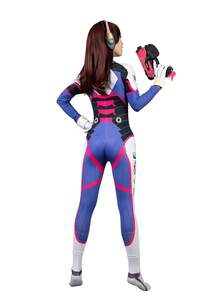 Dva Costume For Women,Temporary Face Tattoos Cosplay,Adult Anime Game Cosplay D.Va Blue Jumpsuit Jumpsuits Women's Outfit Halloween Costumes,Halloween Party Costumes,Cosplay For Women