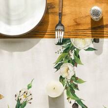 1 pieza Corredor de mesa primaveral con orquídeas y flores silvestres, decoración de mesa de comedor de verano estacional con mariposas para fiestas en el hogar