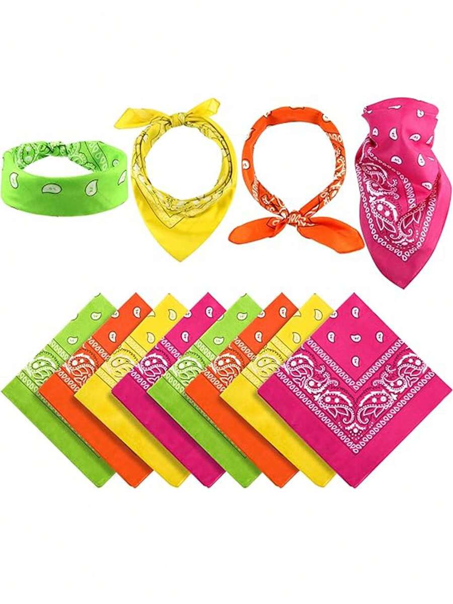 4pcs Women's Sexy Elegant Headscarf, A Variety Of Color Bandana, Breathable Can Do A Variety Of Ways To Wear Silk Scarves Bandana,Hair Band,Head Band Ideal For Dressing Up Your Look - Multicolor - View 1