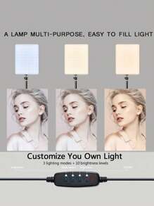 1 pieza Luz de anillo para selfie de tableta de 10 pulgadas con trípode ajustable y temperatura de color, adecuada para iluminación de transmisión en vivo, iluminación de fotografía al aire libre - Negro - Ver 8