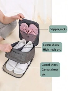 Bolsa de almacenamiento de zapatos de viaje de tercera planta, bolsa de almacenamiento con cremallera y asa portátil para equipaje, bolsa portátil para zapatos, estuche para zapatos, caja de almacenamiento de zapatos, organizador de zapatos, accesorios de viaje para vacaciones, crucero, verano, vacaciones, bolsa de viaje, artículos esenciales de viaje para universidad, dormitorio, escuela, hotel - Multicolor - Ver 2