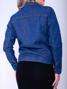 Women Denim Jackets & Coats - 深色水洗藍 - 查看 2