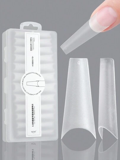 240 Piezas de uñas postizas acrílicas tipo ataúd extra largas, forma de bailarina media cobertura con caja. Las uñas postizas siguen la curva natural de la uña para extensión de uñas y bricolaje de salón de uñas en casa - Disponible en 12 tamaños diferentes para suministros de uñas uñas falsas uña falsa uña acrílica