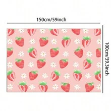 1pc Red Strawberry Themed 1st Birthday Photography Backdrop Fabric Photo Background Cloth,Christmas