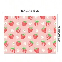 1pc Red Strawberry Themed 1st Birthday Photography Backdrop Fabric Photo Background Cloth,Christmas